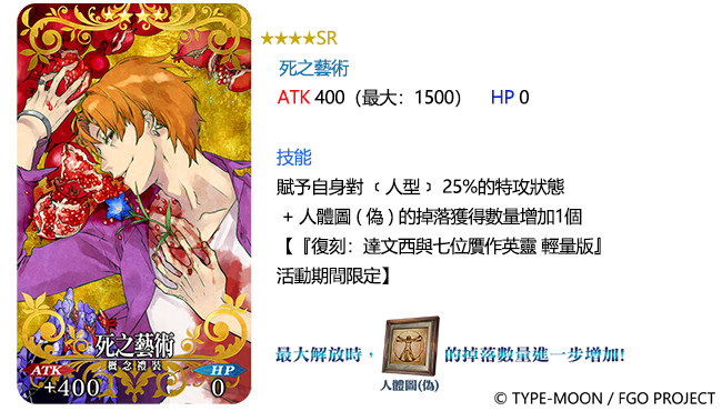 《Fate/Grand Order》复刻活动「达文西与七位贗作英灵轻量版」开启