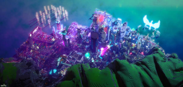 受《电驭叛客2077》启发！玩家协力打造Cyber​​punk风格《Minecraft》都市