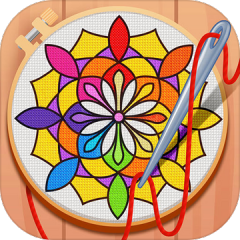 Cross Stitch Coloring Mandala
