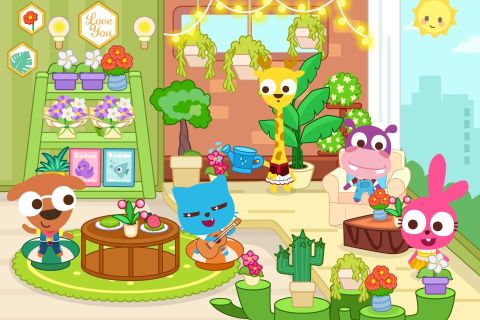 泡泡兔小鎮：公寓 - 房間畫畫塗色拼圖小遊戲