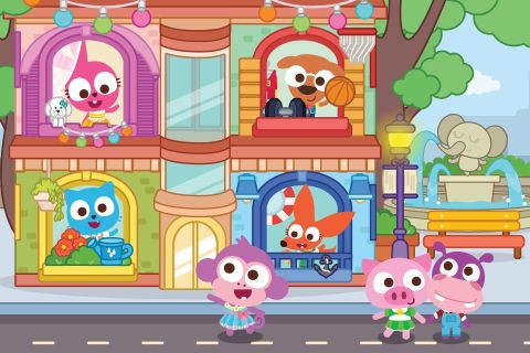 泡泡兔小鎮：公寓 - 房間畫畫塗色拼圖小遊戲