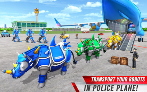 Flying US Police Rhino Robot Car Games