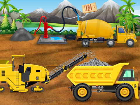 Construction Vehicles - Build House & Car Wash